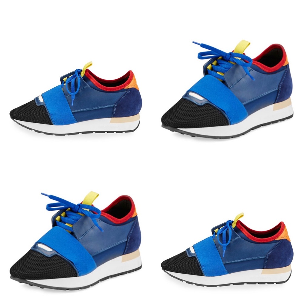 Balenciaga Mixed  Media Leather Lace-Up Sneaker
